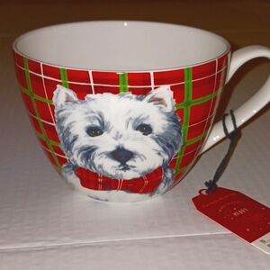 Bone China Westie tartan dog coffee tea cup mug. Designed in England
